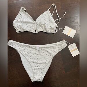 NWT SIZE XL SHOW ME YOUR MUMU WHITE BIKINI SET